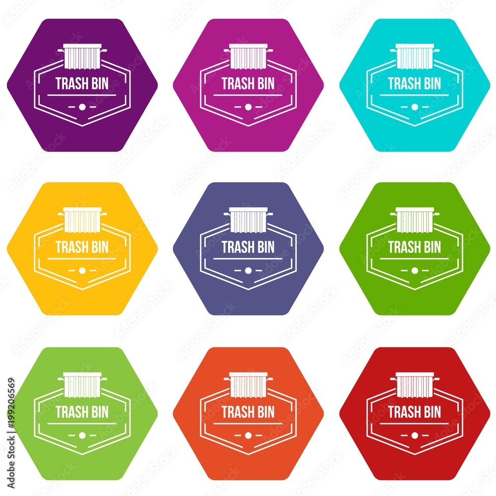 Bin container icons set 9 vector Bin container icons set 9 vector