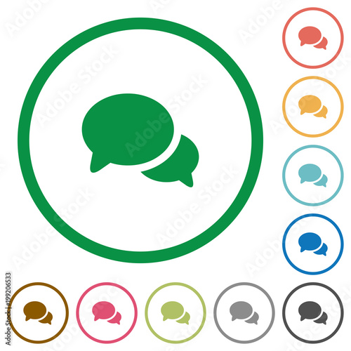 Discussion flat icons with outlines