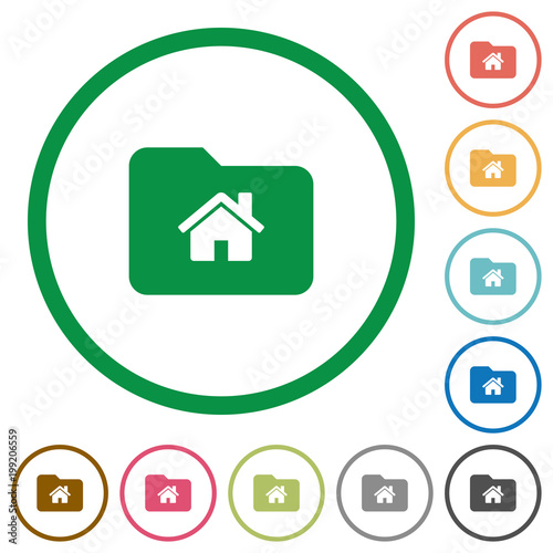Home folder flat icons with outlines