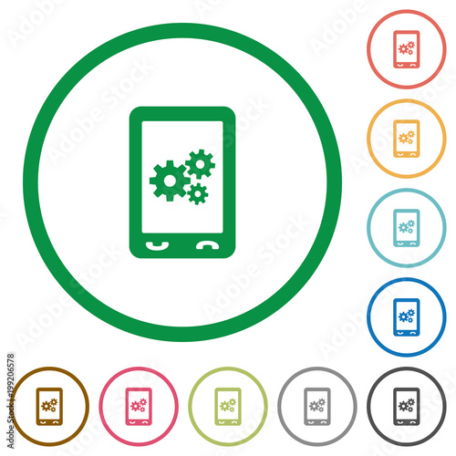 Mobile preferences flat icons with outlines