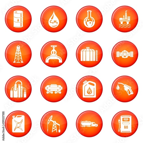Oil industry icons set red vector