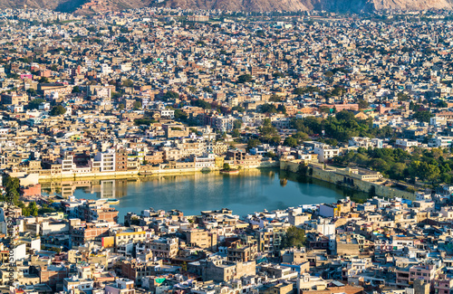 Aerial view of Jaipur with Tal Katora Lake - Rajasthan, India