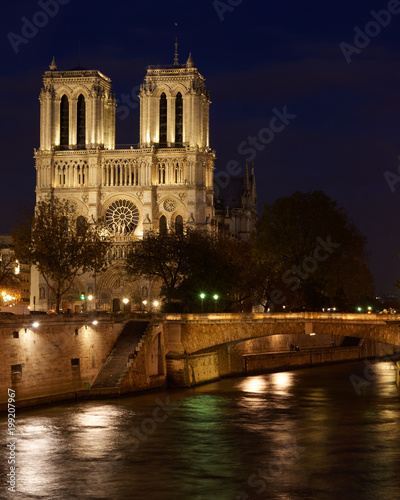 The towers of Notre Dame at night, Paris, France