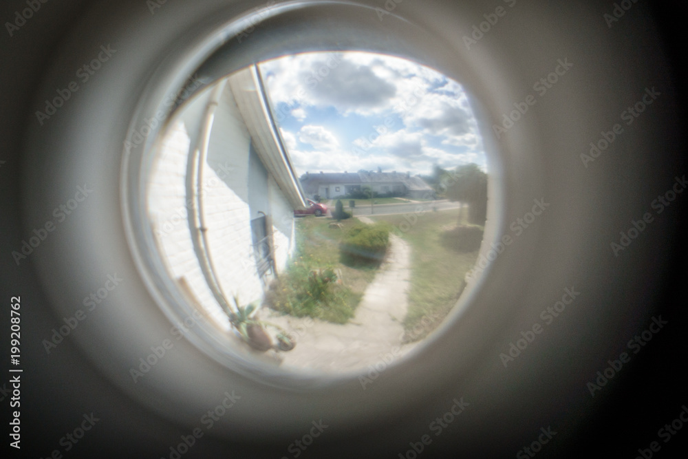 Naklejka premium View through pipe hole