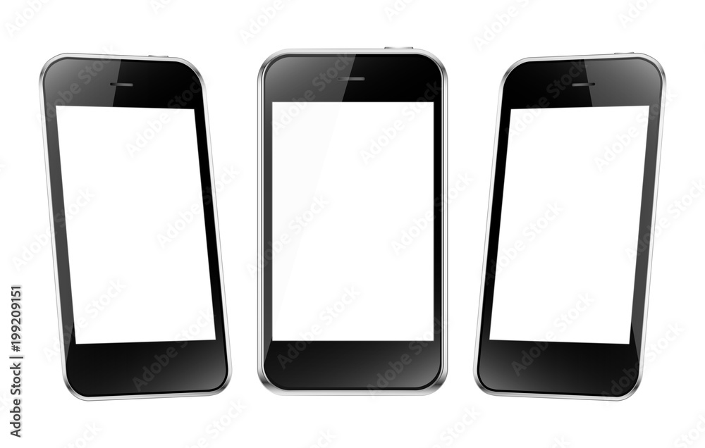Vector smartphone. View left, front, right, isolated on a white background. To present your application and adaptive web - desing. Vector smartphone. View left, front, right, isolated on a white background. To present your application and adaptive web - desing.