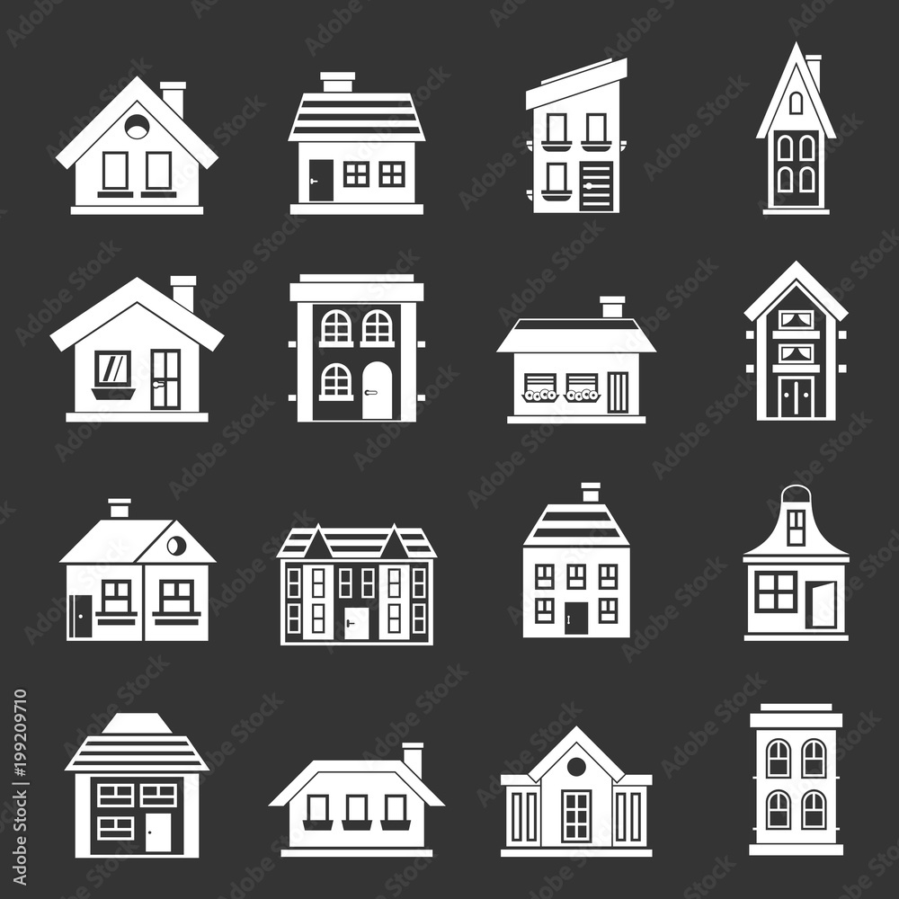 House icons set grey vector House icons set grey vector
