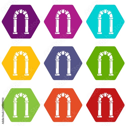 Archway ancient icons set 9 vector