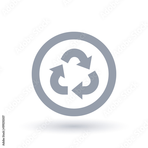 Recycle icon in circle. Sustainable waste reuse sign. Environment conservation symbol. Vector illustration.