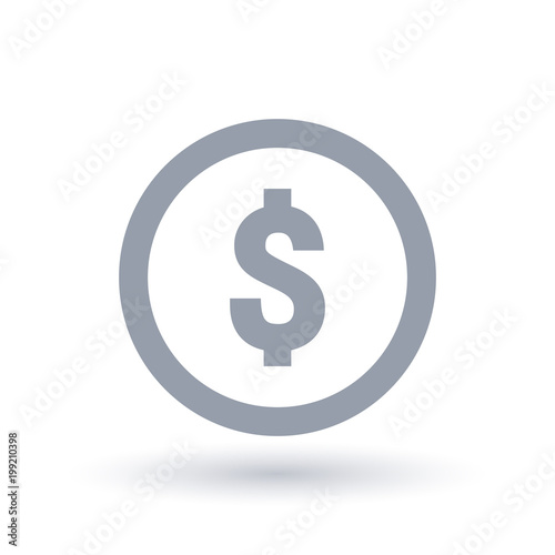 American Dollar in circle icon. Money symbol. Currency sign. Vector illustration.