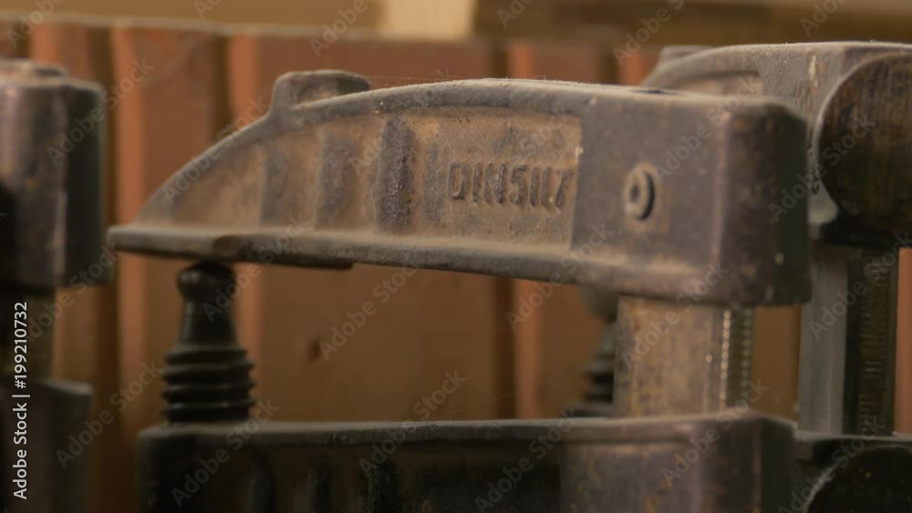 Close up of a wood press Close up of a wood press
