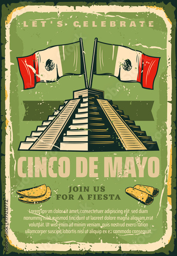 Mexican fiesta Cinco de Mayo vector sketch poster