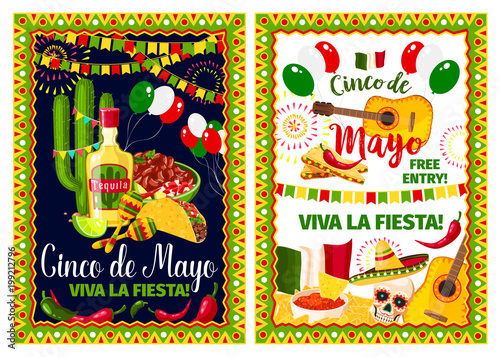 Mexican holiday card of Cinco de Mayo fiesta party