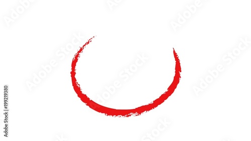 Circle draw on white background, 9 animated design elements of highlighting, red marker animation with alpha channel.