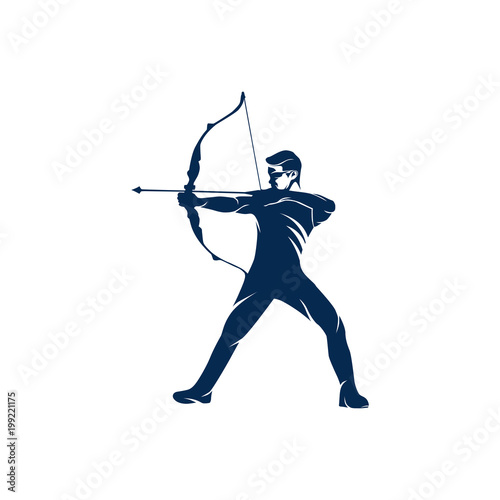 Man Archery Vector, Archer logo template, Background and silhouette