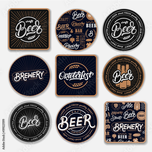 Set of 9 coasters for beer