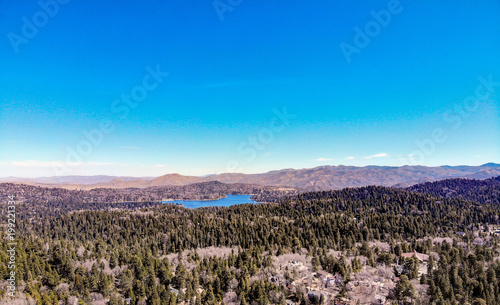 Drone View Of Lake Arrowhead From The Rim Of The World In The San Bernardino Mountains