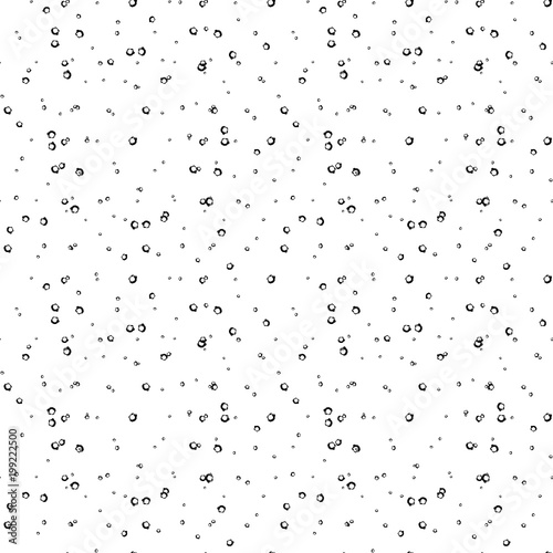 Hand Drawn Black and White Seamless Grunge Dust Messy Pattern With Ink Doodles. Circles, Spots and Dots Endless Textures