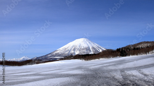 Youtei mountain in winter seen from Hokkaido  Niseko  Makkari village