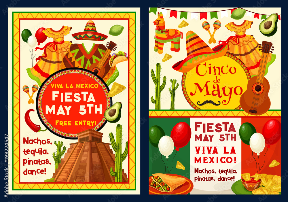 Fototapeta premium Cinco de Mayo Mexican vector greeting card