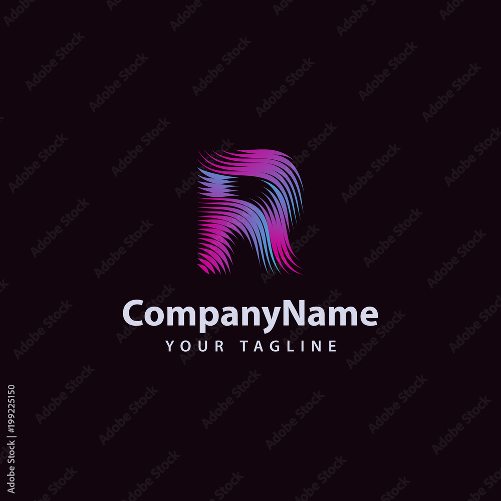 Obraz premium Letter R modern Wave line Logo design template.