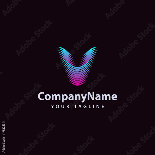 Letter V modern Wave line Logo design template.