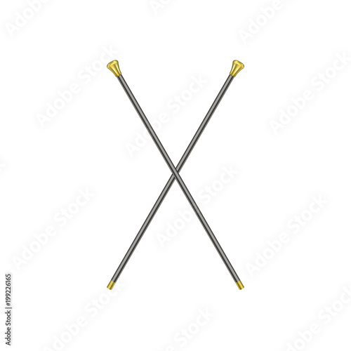 Two crossed elegant walking sticks