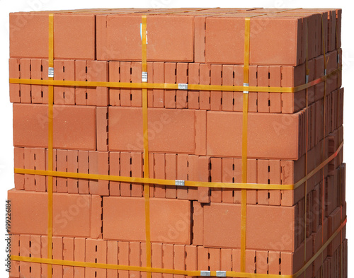 stack brick for house building at construction site