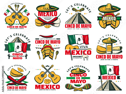 Viva Mexico icon for Cinco de Mayo mexican holiday