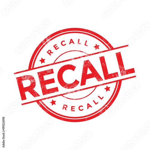 Recall stamp illustration isolated on white background.