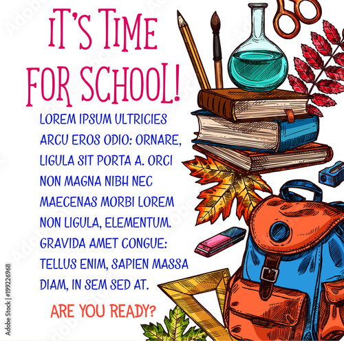 Back to School vector education sketch poster