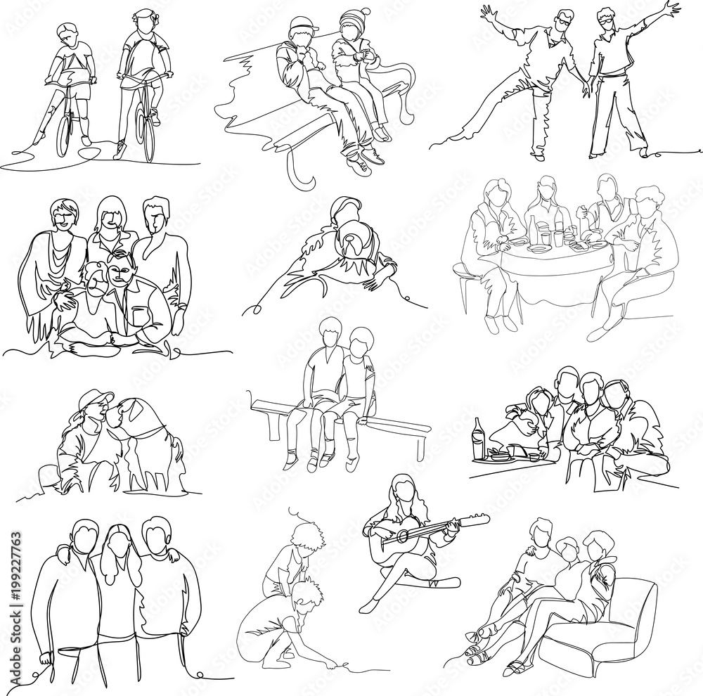 Fototapeta premium contour people. set of figures