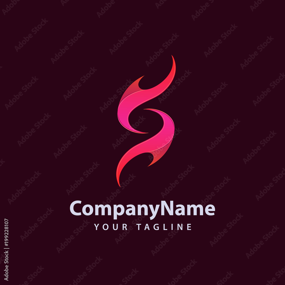 Letter S flame Logo design template.