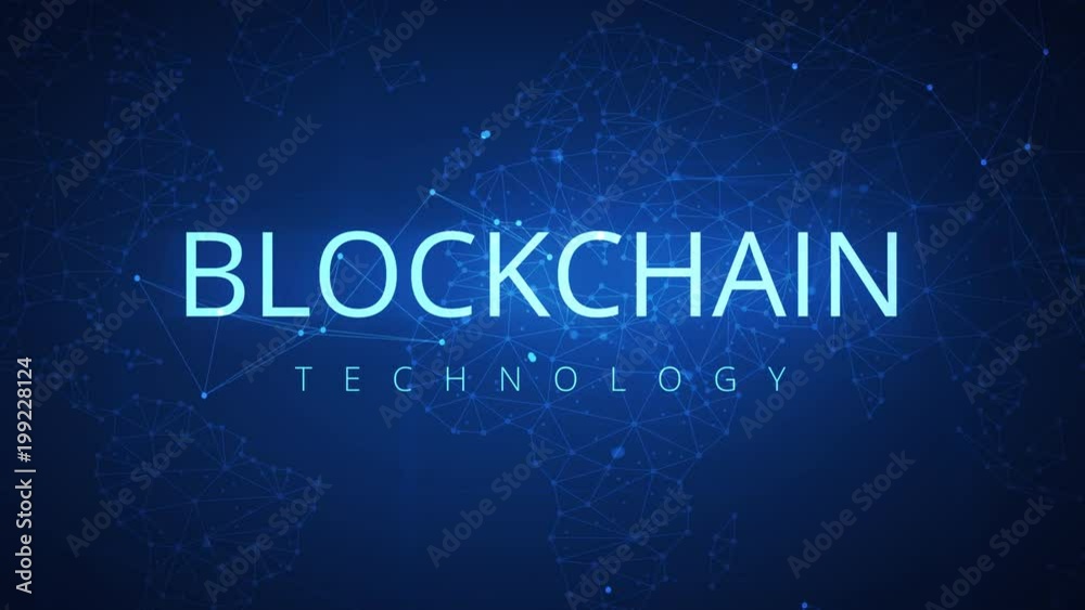 Loopable blockchain technology network futuristic hud abstract background with peer to peer net. Global cryptocurrency blockchain business banner concept. 4K seamless loop video footage animation
