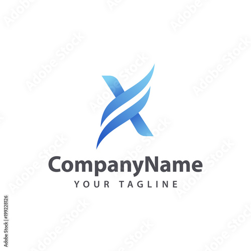 Letter X Wave logo design template