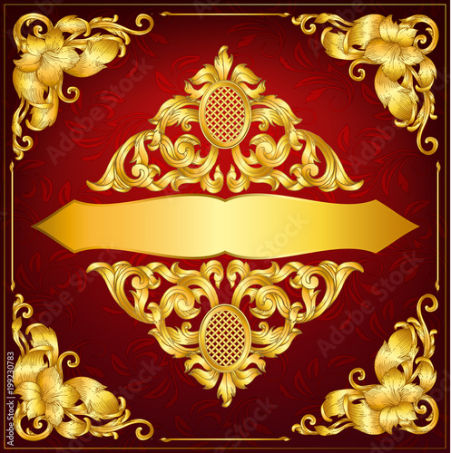 Greeting Card. baroque gold ornament