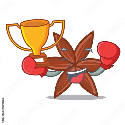 Boxing winner anise mascot cartoon style
