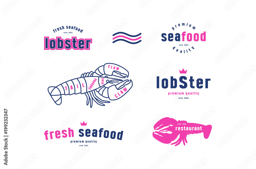 Stock vector lobster cuts diagram and label for seafood shop ...