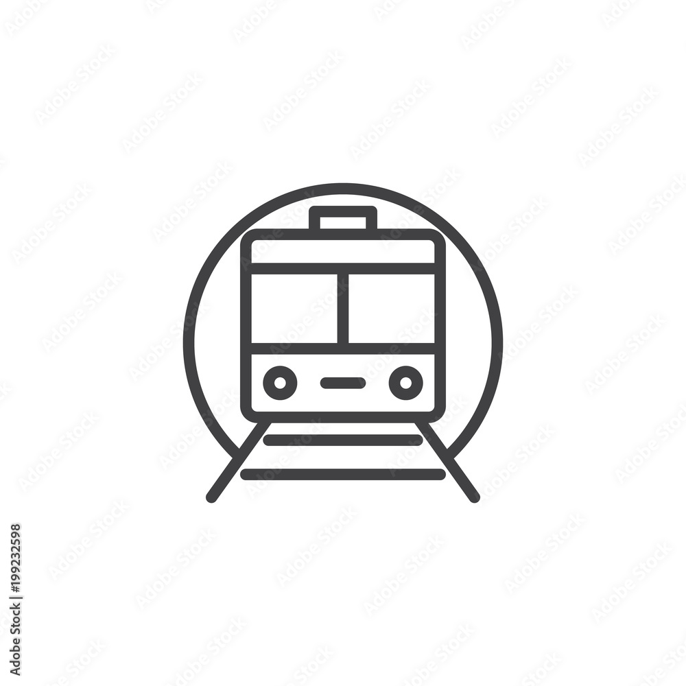 Train subway outline icon. linear style sign for mobile concept and web design. Metro simple line vector icon. Symbol, logo illustration. Pixel perfect vector graphics Train subway outline icon. linear style sign for mobile concept and web design. Metro simple line vector icon. Symbol, logo illustration. Pixel perfect vector graphics