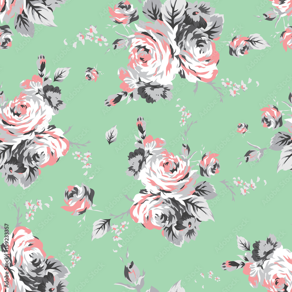 Obraz premium Shabby chic vintage roses seamless pattern