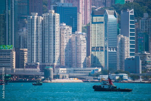 View of Cityscape at Victoria Harbor Island, Hong Kong