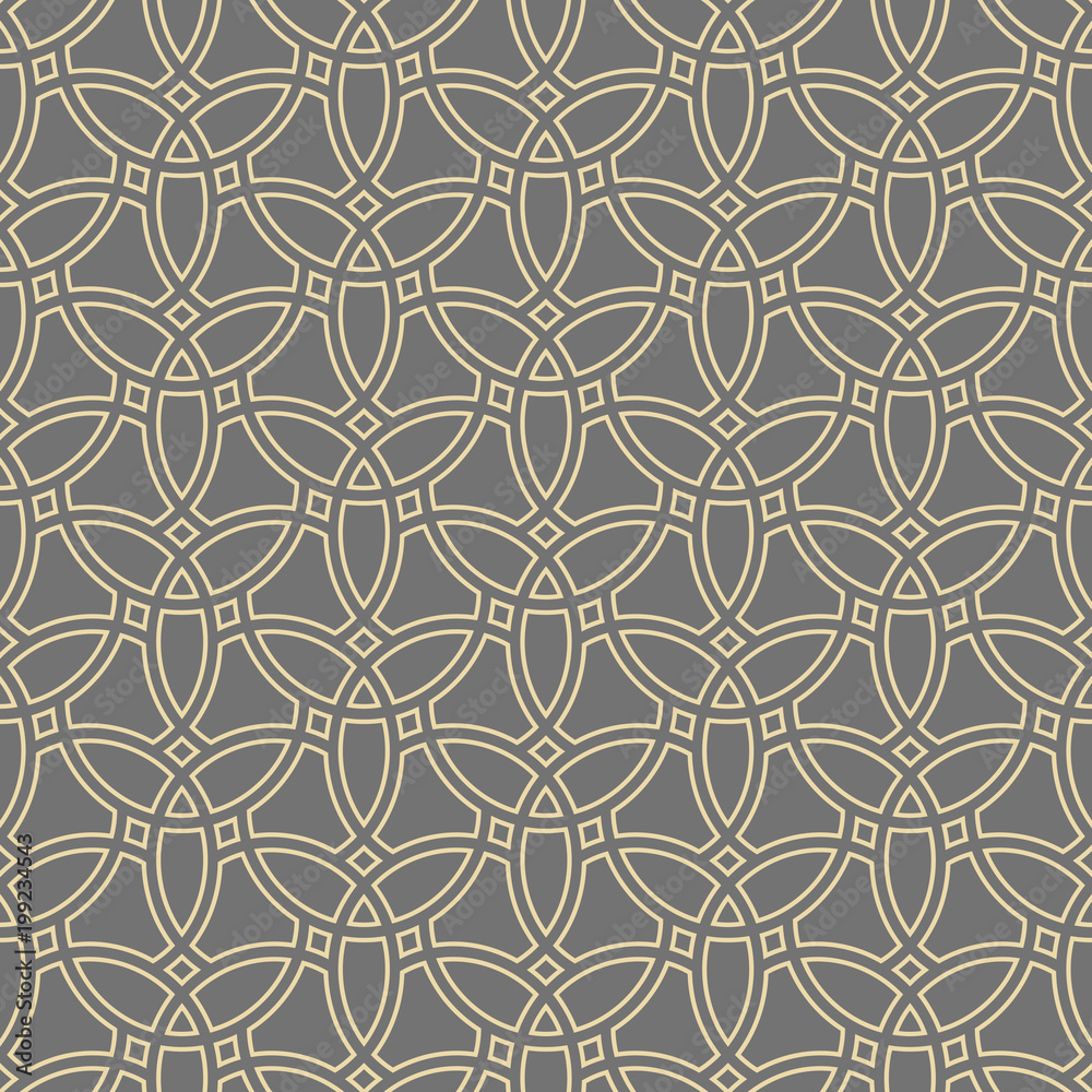 Seamless vector ornament. Modern background. Geometric modern gray and golden pattern Seamless vector ornament. Modern background. Geometric modern gray and golden pattern