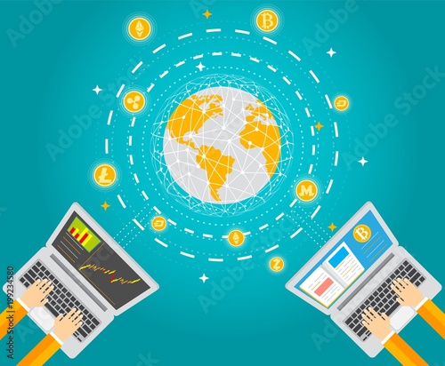 Chryptocurrency digital tech concept vector illustration
