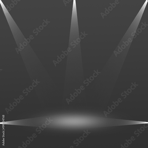 Bright lighting with spotlight on gray  background