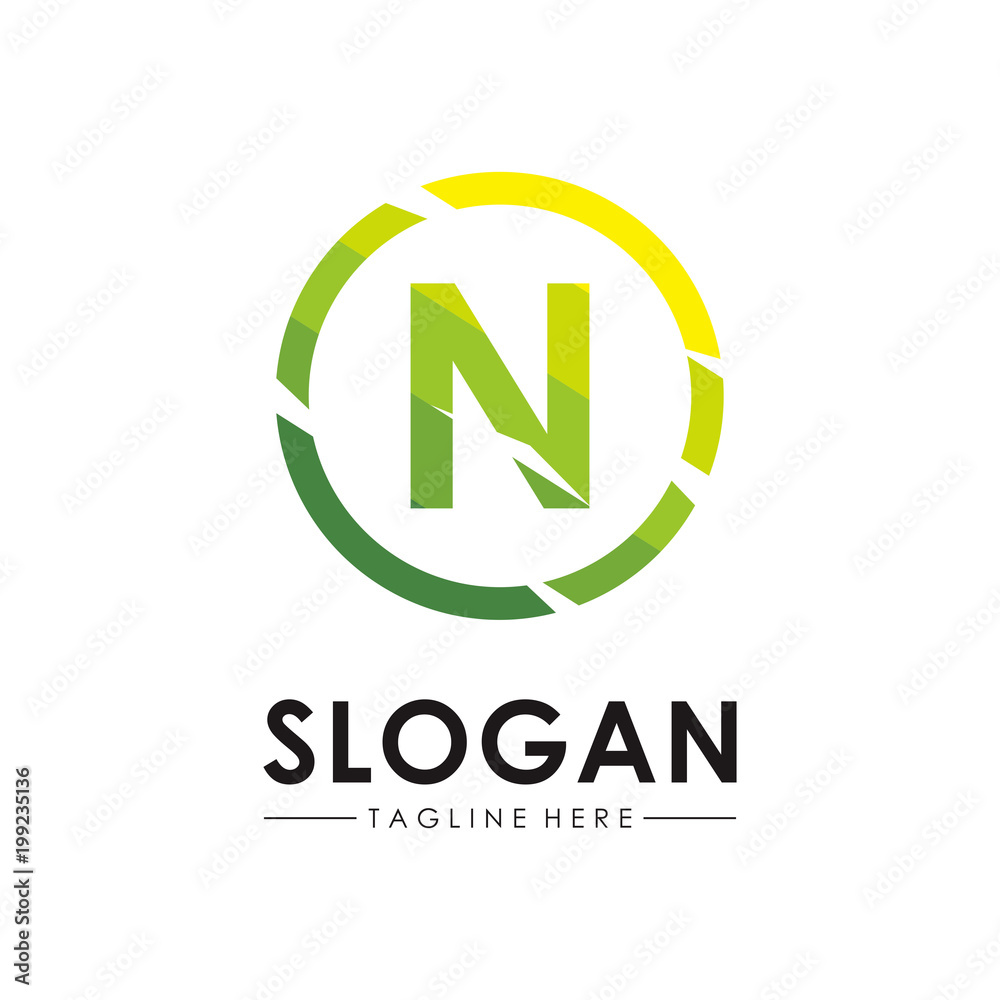 Vector of N letter on circle logo template Vector of N letter on circle logo template
