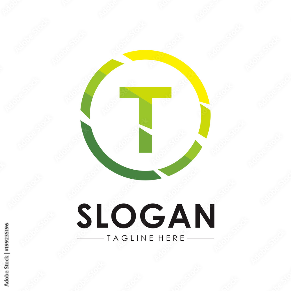 Vector of T letter on circle logo template Vector of T letter on circle logo template