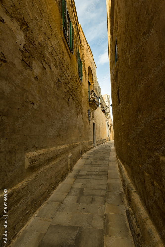 Narrow street in Silent City of Mdina,Malta