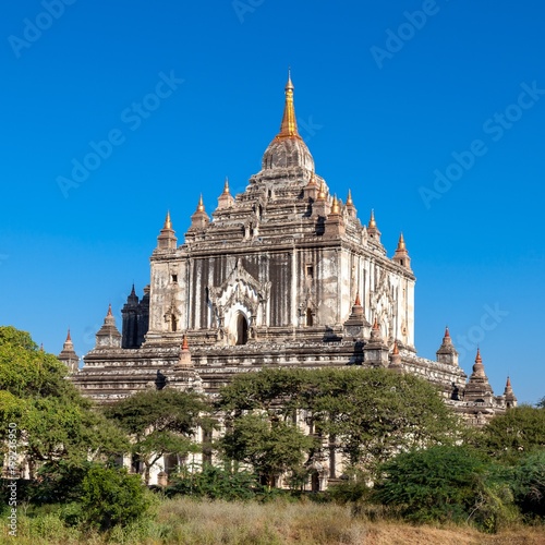 Temple in Bagan. Buddhist pagoda with blue sky in Myanmar. Version 2.