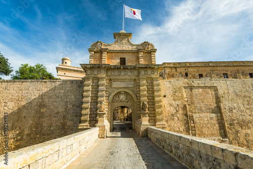 Fortified gate to Mdina,Silent City in Malta
