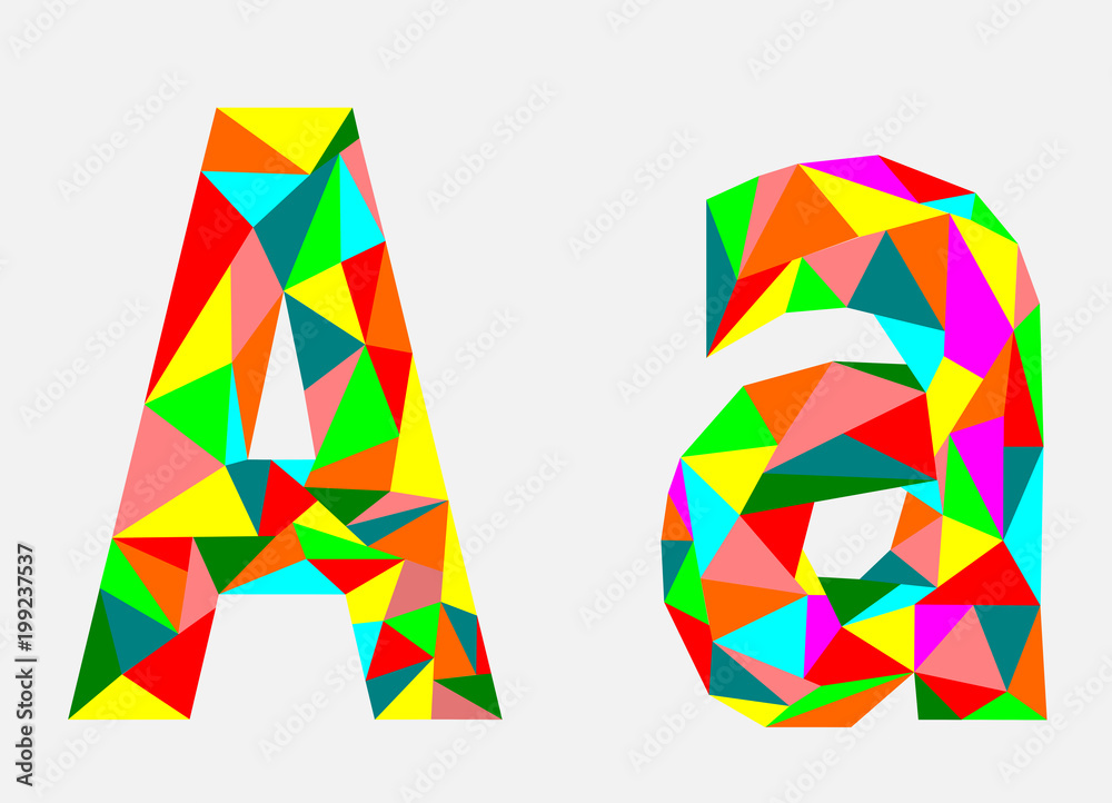 Letter A ,low poly alphabet,geometric style.Abstract vector. Letter A ,low poly alphabet,geometric style.Abstract vector.