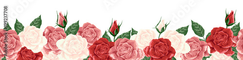 クラシカルな薔薇のボーダー　ロゼ系